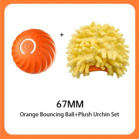 Interactive Bouncing Ball For Dogs,Automatic Smart Toy, Self-moving Rotating Stimulating Pet Entertainment, Noise-Reducing Urchin Cover (size: Orange Ball(67mm)+Plush Urchin Set  GTIN)