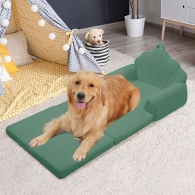 Shell-Shaped Convertible Dog Bed Sofa (22.8"x18.8"x15.7"): 2-in-1 Pet Bed & Couch With Machine-Washable Cover (Color: darkgreen)